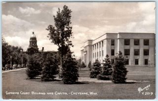 Rppc Cheyenne,  Wyoming Wy Supreme Court Building Capitol Sanborn Postcard