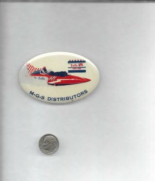 Vintage M - G - S Distributors Exide Pin Button Hydroplane Thunderboat Boat U - 75