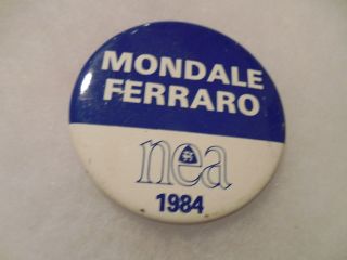 Presidential Pin Back Walter Mondale Ferraro Button 2.  25 " Pinback Nea 1984 Badge