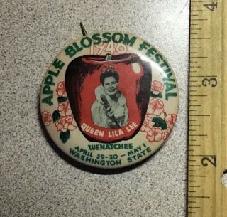 1948 Apple Blossom Festival Wenatchee Washington State Pinback Button