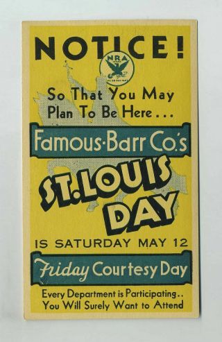 Famous Barr Dept Store St Louis Mo Missouri 1934 Advertising Postcard Wz5369