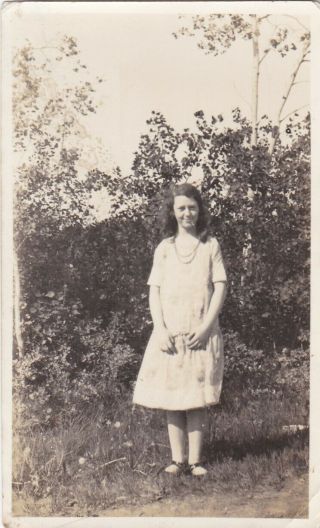 Old Photo Young Woman Girl Fashion Dress Garden Oc2