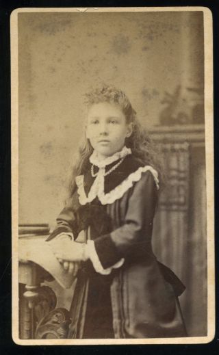 Cdv Photo Of Girl With Great Hair And Period Dress By Clark Of Pittsfield Ma