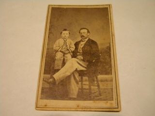 Civil War Era Cdv Of A Dad With His Tow Headed Boy Moriah Ny