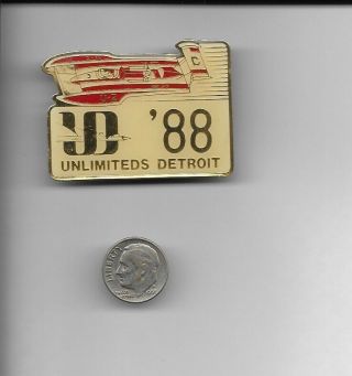 1988 Detroit Pin Button Unlimited Hydroplanes Boat Race U - 2