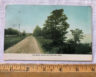 Vintage 1915 Postcard The Drive North Suttons Nay Michigan Rppc