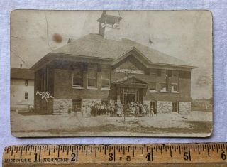 Vintage Early 1900s Postcard School Building Acme Michigan Rppc
