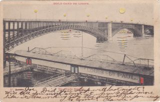 Rare 1906 Antique Hold To Light Postcard Of The Eads Bridge In St.  Louis