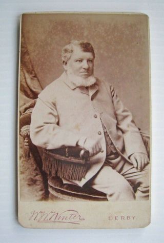 Cdv: Seated Rather Portly Fat Man With Lion 
