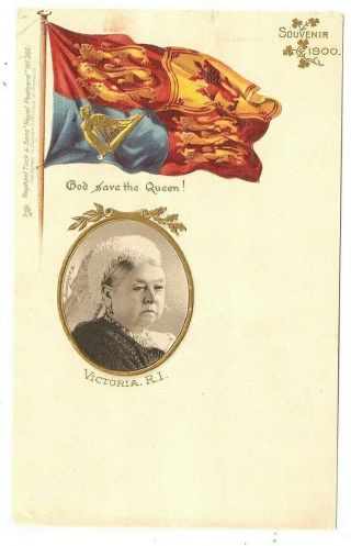 God Save The Queen,  Flag,  Queen Victoria,  R.  I.  England,  Uk,  Tuck Postcard