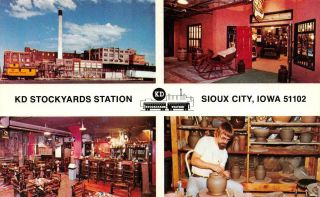 Sioux City,  Ia Iowa Kd Stockyards Station Shops Cafe Roadside Chrome Postcard
