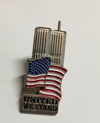 United We Stand Twin Towers 911 World Trade Center Flag Pin Tack Hat Lapel Tie
