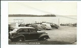 Walker Mn Minnesota Rppc Postcard Lake Scene Boats Cars