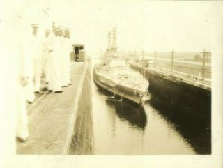 Uss Mississippi Bb - 41 Battleship,  Going Through Panama Canal C1929 - 30 Photo 9