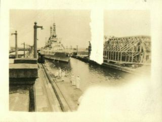 Uss Mississippi Bb - 41 Battleship,  Going Through Panama Canal C1929 - 30 Photo 6
