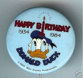 Old 1934 - 1984 Donald Duck Happy Birthday Pin