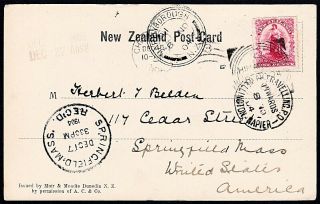 Zealand 1904 Wellington–napier Travelling Po From Hinakura To Usa 5 Postmrks
