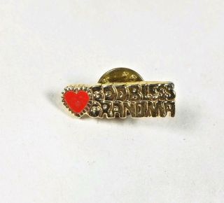Vintage God Bless Grandma Pin Heart Gold - Tone And Enamel Lapel Pin