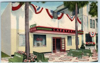 St.  Petersburg,  Florida Fl Dwyer Cafeteria Ca 1940s Linen Postcard