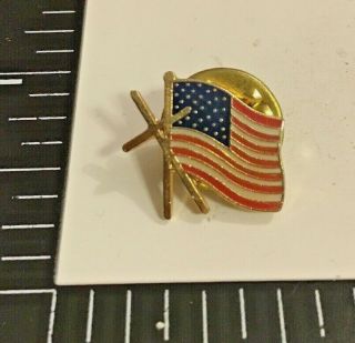 Vtg Usa Flag Cross Religion Red White Blue Lapel Hat Pin Pinback Patriotic