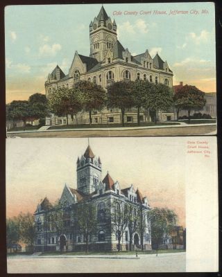 Pair Early Picture Post Cards,  Cole County Court House,  Jefferson City,  Mo.