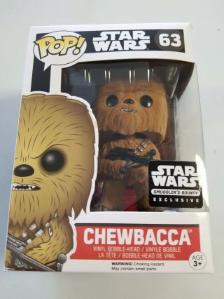 Funko Pop Star Wars Flocked Chewbacca 63 Smugglers Bounty Exclusive