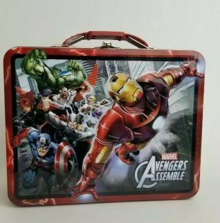 Avengers Red Embossed Carry All Tin Lunch Box