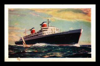 Dr Jim Stamps Us Steamship Ss United States Ships Mail Postcard 1952
