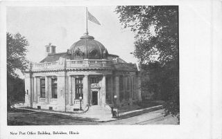 Illinois Belvidere Post Office Ca 1910 Postcard
