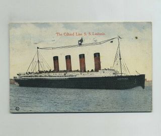 1911 Cunard Line Ss Lusitania Ocean Liner Advertising Souvenir Postcard Hj5412