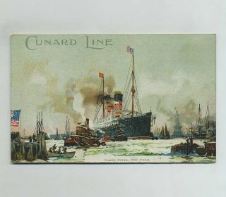 Early Cunard Line Steam Ship Advertising Postcard Ocean Liner York Ny Hj5411