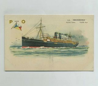 Early Advertising Souvenir Postcard P&o Line Ss Macedonia Ocean Liner Hj5413