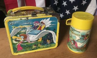 Vtg 1977 Aladdin Disney The Rescuers Metal Lunchbox W/ Thermos 70s Lunch Box