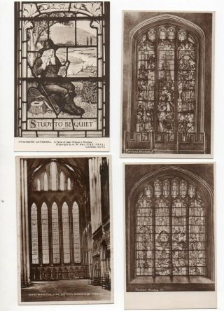 24 Vintage Postcards: Stained Glass Windows