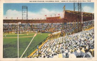 Ohio Postcard Columbus Red Bird Stadium Baseball Game 1935