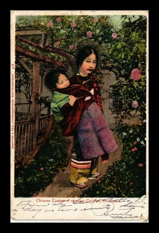 Dr Jim Stamps Us Chinese Custom Carrying Child California Topical Postcard