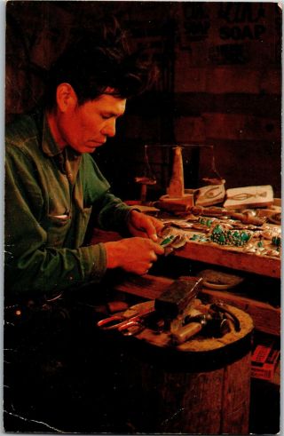 Navajo Silversmith At Work,  Page Photo & Gift Az Advertising Postcard R27