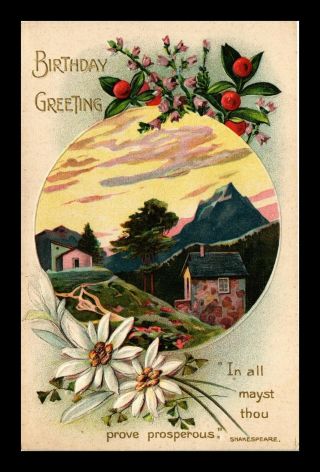 Dr Jim Stamps Us Birthday Greetings Embossed Topical Flowers Postcard