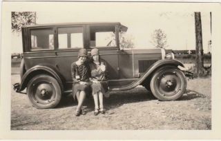 Young Ladies From Geneva Ny - With 1925 Dodge 4 Door Sedan Automobile