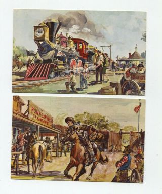 Freedomland Amusement Park Bronx Ny Rr & Pony Express 2 Hallmark Postcards