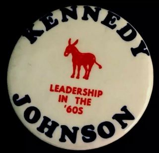 Donkey Political Pin Jack Kennedy Johnson Button 1960 Pinback Nixon Campaign