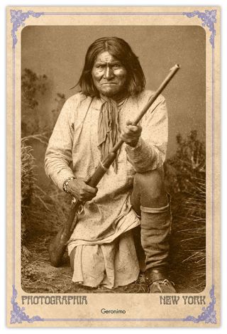 Apache Legend Geronimo Vintage Photograph A,  Reprint Cabinet Card Cdv