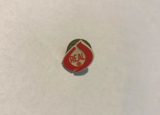Real Dairy Lapel Pin - Vintage Red White Advertisement Milk Butter Logo Hat Pin