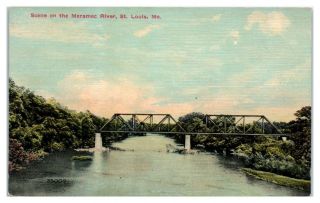 Early 1900s Scene On The Meramec River,  St.  Louis,  Mo Postcard