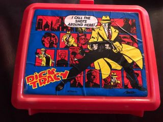 Vintage Dick Tracy Lunchbox With Thermos By Aladdin Plastic