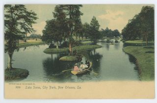 Lake Scene,  City Park Saint St Louis Mo Vintage Rotograph 3659 Postcard
