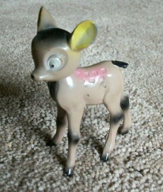 Vintage Painted Metal Deer Fawn Bambi Bobble Head Nodder Figurine Japan
