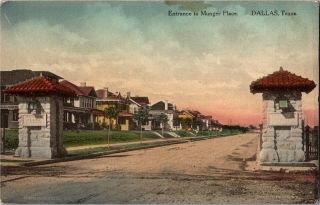 Entrance To Munger Place,  Dallas Tx Vintage Postcard R05