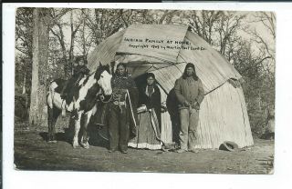 Rppc Postcard Native American Indian Family At Home Martin Photo