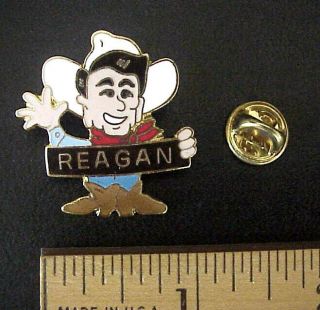 President Ronald Reagan In Western Cowboy Hat & Boots Enamel Cartoon Novelty Pin